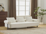 78" Modern 3-Seater Beige Upholstered Sofa, Oversized Comfy Couch with 3 Plush Pillows for Living N767P308857B