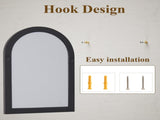 40"x30" Arched Bathroom Mirror with Wooden Frame Decorative Wall Mounted Mirror, Black 33173401
