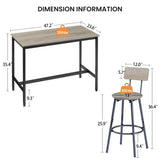 Pub High Dining Table 7 Piece Set, Industrial Style Pub Table, 6 PU Leather Bar Chairs for Kitchen W1668P193689