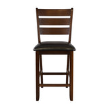 ZNTS Contemporary Style Set of 2 Counter Height Chairs Dark Oak Finish Wood Faux Leather Upholstered Seat B01146338