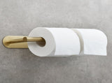 Stainless Steel Towel Holder Adhesive Lengthen Toilet Paper Holder for 2 Roll Papers, Brushed Gold 77105360
