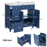 36" Bathroom Vanity with Ceramic Sink, Standard and Double-Layer Drawers, Soft Close Doors, N729P289163C
