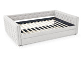 Daybed with Trundle Upholstered Tufted Sofa Bed, with Button and Copper Nail on Square Arms,Full 40537280