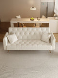 71 inch convertible love seat sofa, American retro beige velvet, suitable for small living room, W165878946