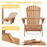 Wood Patio Chair for Garden Outdoor Wooden Folding Adirondack Chair Set of 2 Solid Cedar Wood 15820906