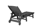 Lounge Chair Outdoor with Wood Texture,Oversized Chaise Chair with 5 Positions, HDPE, Patio W2103P254597