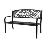 ZNTS 50" Outdoor Welcome Backrest Cast Iron Bench 27571420