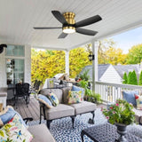 42 Inch Flush Mount Ceiling Fans with LED Light 22W and Remote Control 5 ABS Fan Blades for Bedroom W934P303155