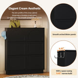Modern Elegant Narrow Tipping Bucket Shoe Cabinet with 6 Flip Drawers, Space Saving Design, Cream N721P288699B
