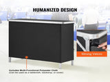 Folding Portable Bar Table with Carrying Case, Storage Shelf, and Black Skirt, 38.39" x 15.16" x 06288849