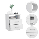 Napoles Nightstand , End Table, Side Table Superior Top, Two Drawers, One Shelf -White B20091968