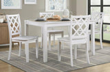 Classic Transitional 5pc Dining Set White Finish Dining Table and Four Side Chairs Set Lattice-Back B011P144224