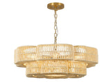 59.6" 2-Tier Gold Paper Rope Chandelier, 6xE26 Max 60W Pendant Light with Adjustable Hanging Chain W6558P574499