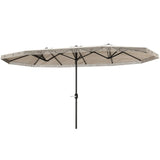15ft Cream White Patio Umbrella UPF30 Outdoor Umbrella with Fringe and Crank Handle 86970460