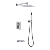 ZNTS Trustmade Wall Mounted Square Rainfall Pressure Balanced Complteted Shower System with Rough-in TMSF10LYJ-3W02BN
