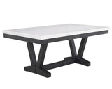 1pc Transitional Modern Formal Dining Table White Genuine Marble Rectangular Table Top Trestle Base B011P196941