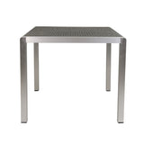 Outdoor Dining Table - Anodized Aluminum - Wicker Table Top - Square - Silver and Gray - 35" 64420.00