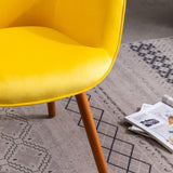 Doarnin Contemporary Silky Velvet Tufted Button Back Accent Chair, Yellow T2574P164271