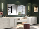40x30inch Glossy White Rectangular-Mounted Beveled Bathroom Mirror,Square Angle Metal Frame W2091128136