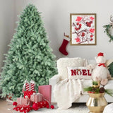 Artificial 7.5ft Blue green Tint Christmas Tree with 2908 PE/PVC Mixed Branch Tips, memory wireiron 90171798