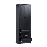 Tall Storage Cabinet with Three Drawers for Bathroom/Office, Black WF299282AAB