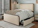 Modern Metal Bed Frame with Curved Upholstered Headboard and Footboard Bed with 4 Storage Drawers, N701P229016B