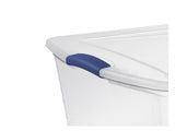 Extra-Large Latching Storage Bin, 105 Quart Clear Plastic Storage Container with Latch Lid, Blue, 4 09463225