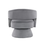 Modern Luxurious Swivel Accent Chair Dark Gray Soft Corduroy Upholstery Plush Seating Solid Wood B011P256231