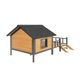 Outdoor Large Wooden Cabin House Style Wooden Dog Kennel with Porch W219P246168