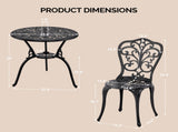 3 PCS Outdoor Bistro Set, All-Weather Cast Aluminum Butterfly Bistro Table and Chairs Set of 2, 37225764