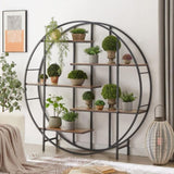 Round 5-Tier Metal Plant Stand bookcase storage rack, Indoor Living Room Terrace Garden Balcony W116290852