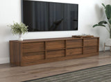 Modern Walnut TV Stand, Large Media Entertainment Center with 4 Storage Drawers, Minimalist TV W331P533617