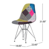 Patchwork Accent Chair Bohemian Style Fabric Chair with Chromed Legs Geometric Pattern Chair, 18"D 56395.00