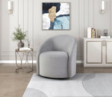 Light Gray Boucle Swivel Barrel Chair 1pc Solid Wood Durable Contemporary Living Room Furniture B011P305081