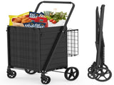 Extra Large Shopping Cart,Grocery Cart on Wheels, Foldable Utility Shopping Carts with Double Basket 06936271
