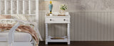 Retro Style Nightstand with Drawer and Open Shelf for Bedroom, Bedside Table with Turned Legs and N733P206240K