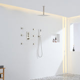 3 Functions 12 Inch Ceiling Mounted Thermostatic Shower System in Brushed Nickel T3609P352714