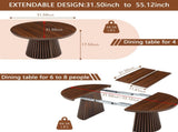 Walnut-colored Round Wooden Coffee Table, Flexible and Extendable,Space-saving,Fashionable Oval W3590P491826