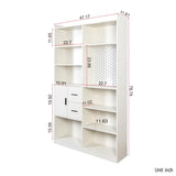 Bookshelf and Bookcase with Pegboard and Drawer or Kitchen Pantry Cabinet , 9 Cubby Display Book W331P295438