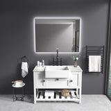 48x36 Inch LED Backlit Bathroom Mirror with Metal Frame, Wall Mounted Vanity Mirror with Smart Touch 95902060