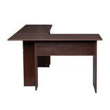 ZNTS L-Shaped Wood Right-angle Computer Desk with Two-layer Bookshelves Dark Brown 28876635