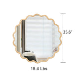 Solid Wood Wavy Mirror--Natural-Wood Vanity Mirror Wall Decor 36" x 36" Modern Mirror Wall Decor for W1445P189556