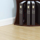 Five shelf corner bookcase rounded shelf fronts quarter circle red cocoa color B107P293603
