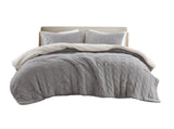 3 Pieces King/Cal King Cable Knit Chenille Comforter Set,Gray B035P381304
