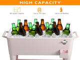 80QT Pink Patio Rolling Cooler Cart, Outdoor Insulated Ice Chest with Lockable 85524372