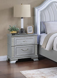 Elegance Gray Finish 2-Drawers Nightstand Decorative Glitter Front 1pc Bedside Table Bedroom B011P308559