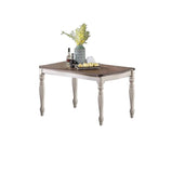 Transitional Style 1pc Dining Table Antique White w Oak Top Rectangle Table Kitchen Dining Room B011P222501