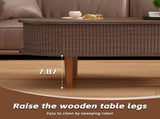 Fluted Lift Top Coffee Table with Hidden Compartment, Wooden Center Table, Modern Oval Lift Tabletop 32995757