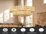 59.6" 2-Tier Gold Paper Rope Chandelier, 6xE26 Max 60W Pendant Light with Adjustable Hanging Chain W6558P574499