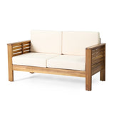Teak Acacia Wood Loveseat and Coffee Table Set with Cream Cushions 70844.00